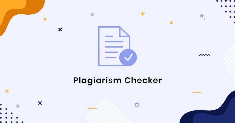 Minimalist illustration of a plagiarism checker with a document icon and checkmark symbol